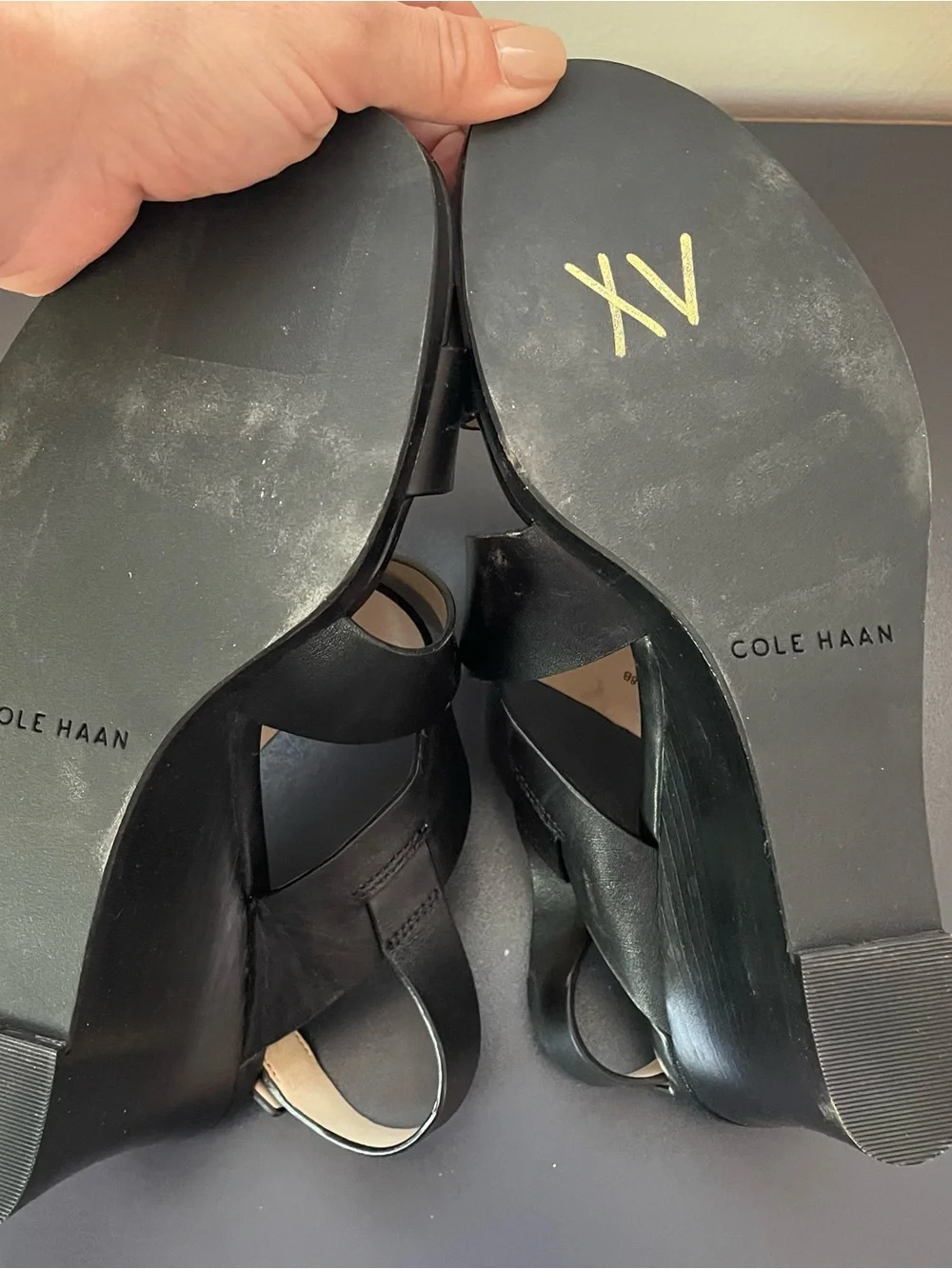 Cole Haan Black Wedge Sandals Size 8
